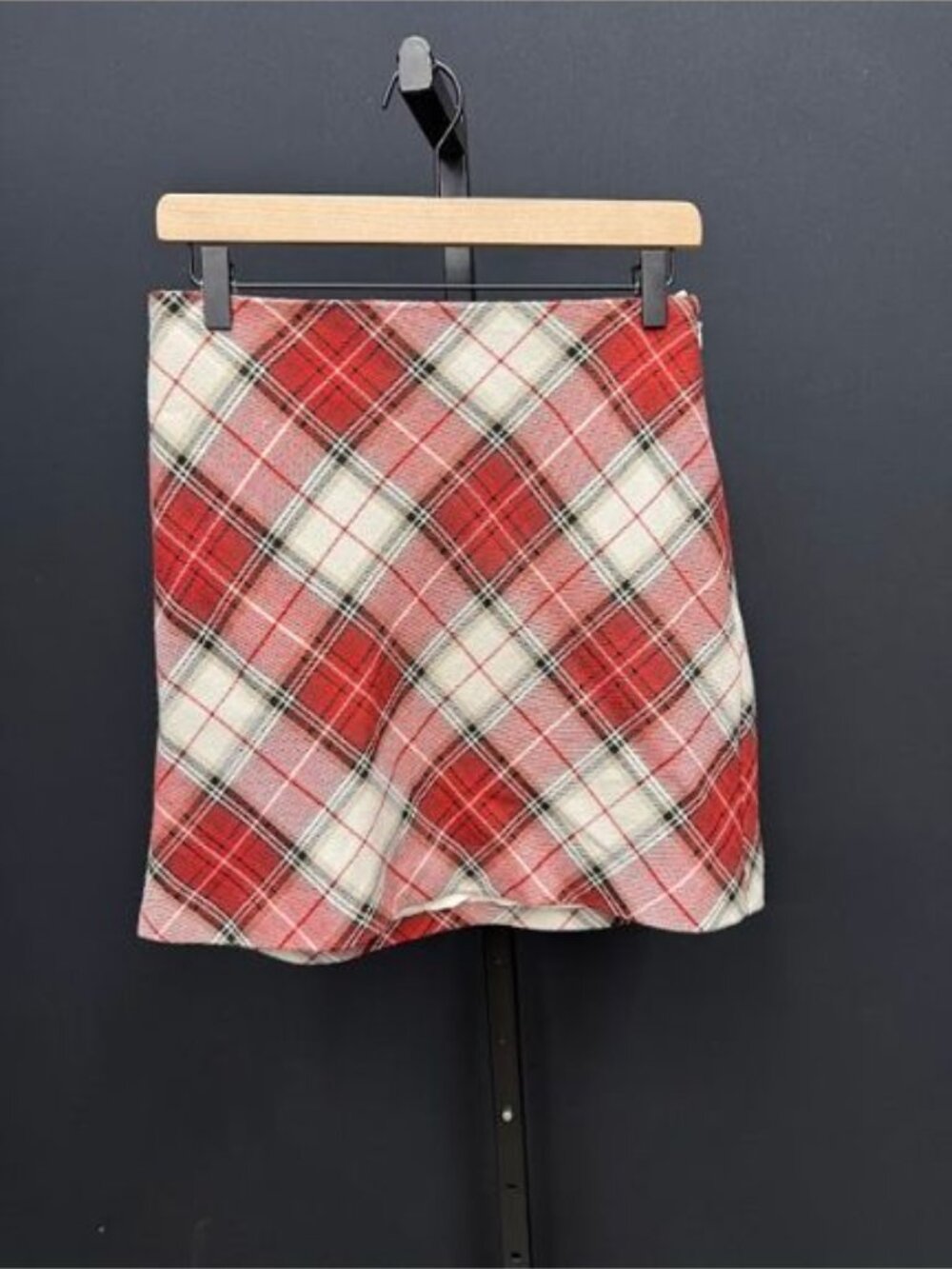 H&M Red Plaid A-Line Mini Skirt